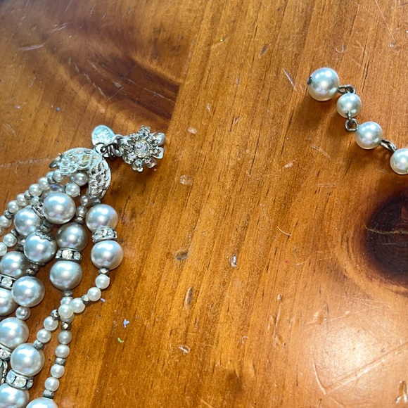 Vintage Miriam Haskell Silver Signed Elegant Pearl Multi-Strand Necklace - Picture 4 of 4